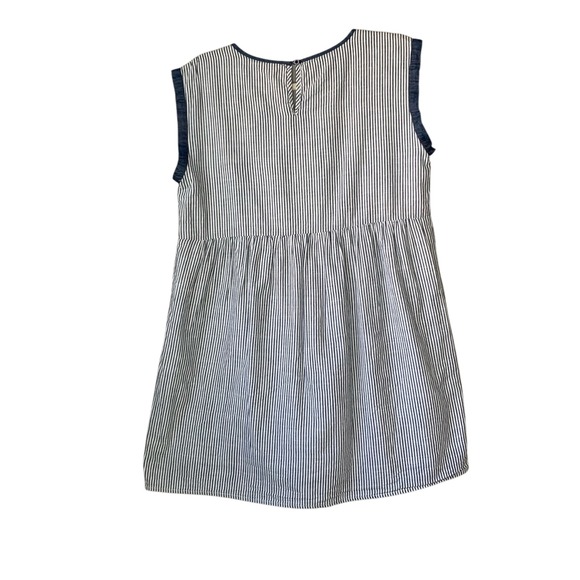 Savanna Jane boho navy vertical stripe embroidered sleeveless mini dress. Size M - Picture 2 of 9